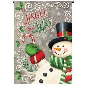 Snowman Christmas Garden Flag Holiday Party Banner Candy Cane Holly Winter Decor
